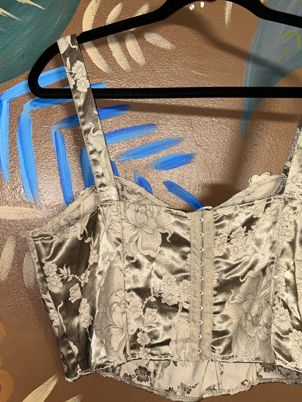 Victoria's Secret Metallic Champagne Floral Bustier Crop Top - Picture 3 of 4